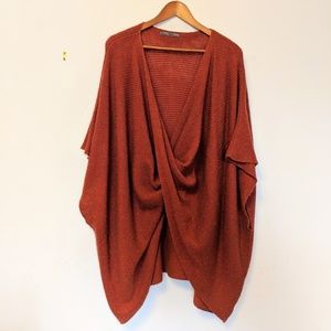 Anthropologie Front Twisted Orange Poncho